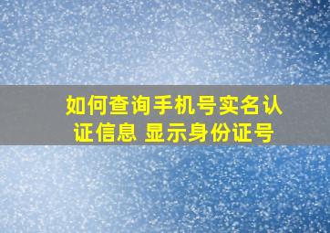 如何查询手机号实名认证信息 显示身份证号